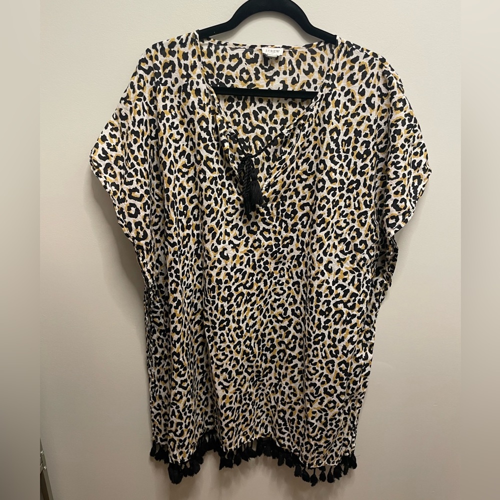 J. Crew Leopard Print Swim Coverup - Black & Tan